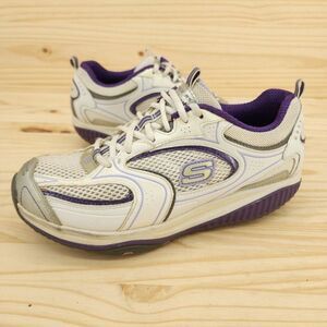 Skechers Shape Ups Women's Toning Shoes 9 White Purple Sneakers Fitness Athletic
